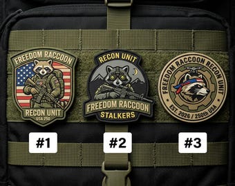 Parches de PVC de la Unidad de Reconocimiento Freedom Raccoon (Juego de 3) Equipo táctico para mejorar la moral