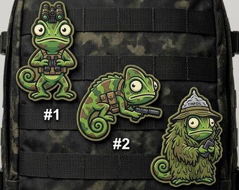 Parche de PVC Camaleón Paranoico: Equipamiento táctico de camuflaje para mochilas, chaquetas y gorras.
