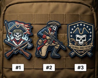 Juego de 3 parches de PVC de Colonial Ghost Recon, tácticos militares, patrióticos, regalo para veteranos, Día de los Veteranos.