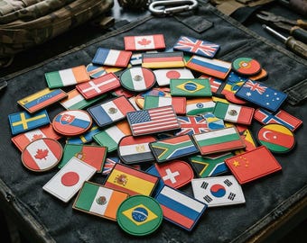 Parche de PVC con banderas del mundo personalizadas – Emblema de goma de países internacionales (cierre de velcro)