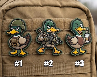 Parche táctico de PVC con forma de pato: estilo militar, ideal para mochilas o como regalo para cazadores.