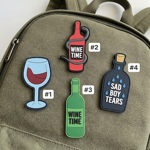 Funny Wine Time PVC Patch – Sad Boy Tears, Tactical Gear Badge (3 Inch)