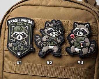 Parche de PVC Trash Panda Recon – Accesorio táctico militar para mochilas con diseño de mapache
