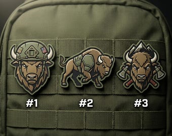 Juego de 3 parches tácticos de PVC del Buffalo Frontier Corps - Táctico militar - Regalo para soldados - 4 de julio