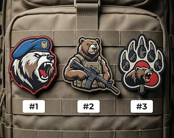 Juego de 3 parches de PVC de la División de Asalto Patriot Bear, regalo militar táctico para veteranos, Día de la Independencia.