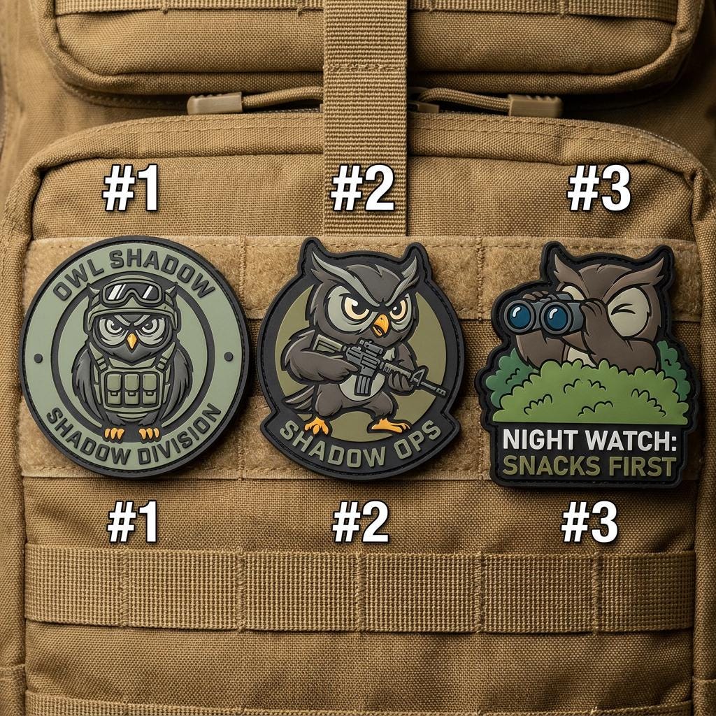 Owl Shadow Division PVC Patch &ndash; Tactical Military Style Backpack Gear