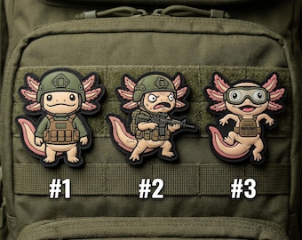 Parche táctico de PVC con diseño de ajolote – Equipo militar para mochilas (3 pulgadas)