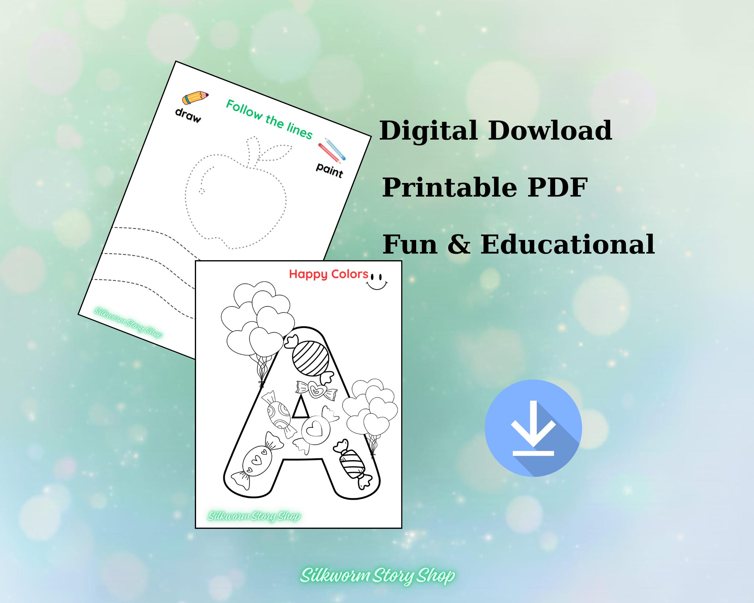 Alphabet Coloring and Line Tracing Workbook for Kids Digital Two Book ...