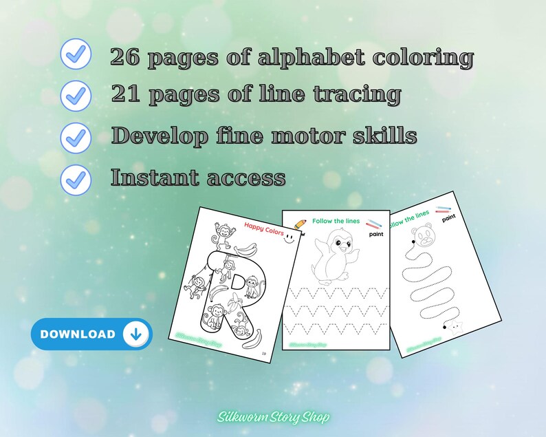 Alphabet Coloring and Line Tracing Workbook for Kids Digital Two Book ...