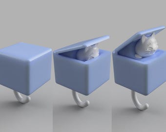 3D Printable Cat Key Holder | Wall Mounted Hook (Digital STL File)