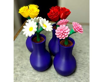 Valentinstag Blumenvase STL – Rose & Tulpe zum zusammenschrauben 3D Druckdatei – Druckbare Geschenkvase