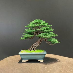 Copper Wire Bonsai, Elegant Desk Tree, Handmade Sculpture | Aluminum Trunk, Enameled Ceramic Pot | 15–20 Cm Height
