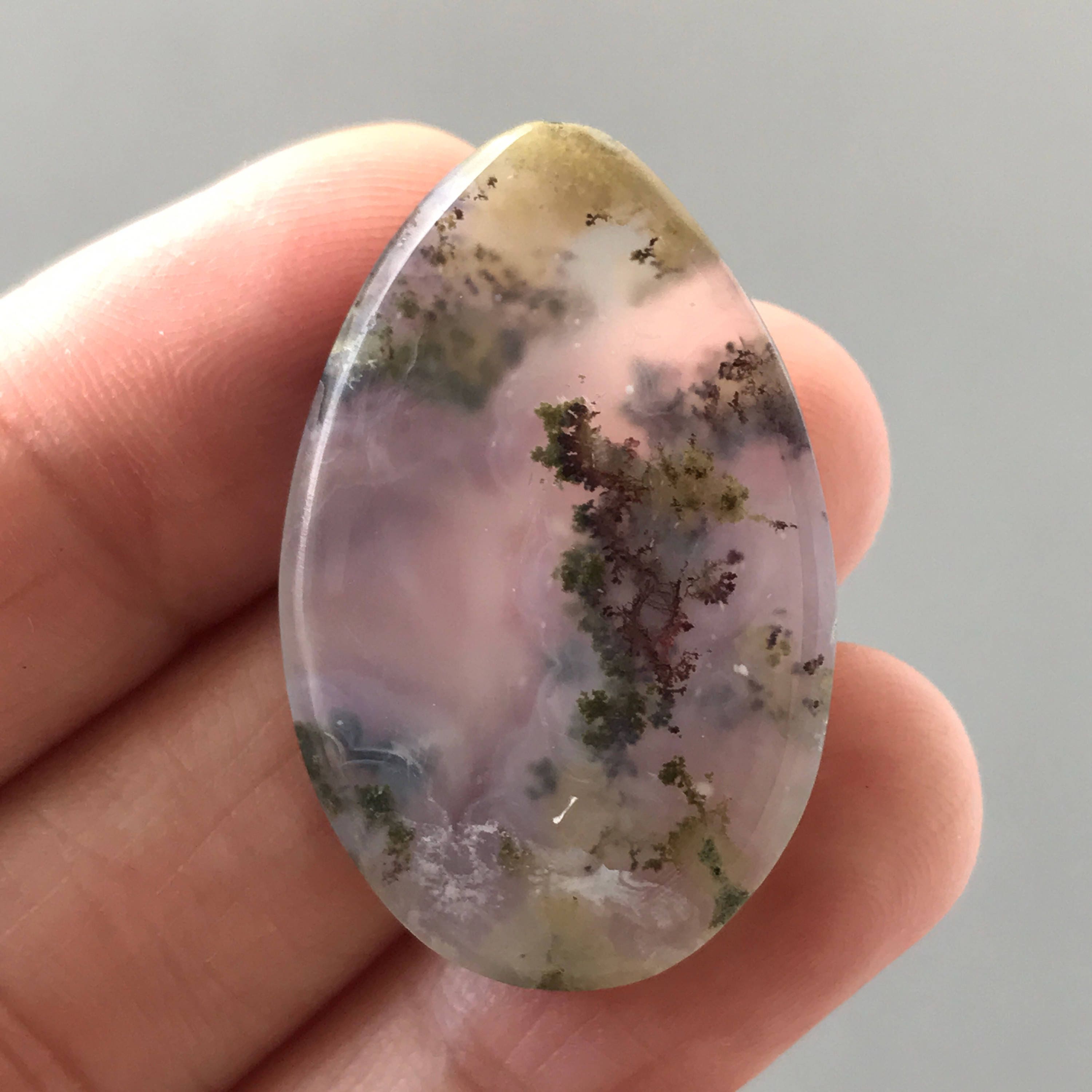 Beautiful Scenic Moss Agate Stone 34 x 21mm Etsy