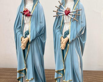Estatua de Nuestra Señora de los Dolores de 11.8", figura católica de la Virgen María pintada a mano, decoración mariana azul, regalo religioso.