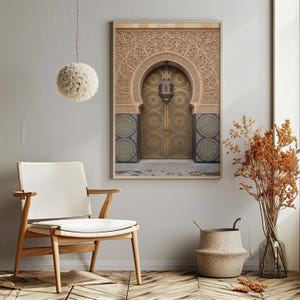 Moroccan Door Wall Art - Ornate Islamic Architecture Poster, Arabic Pattern Print, Boho Travel Decor