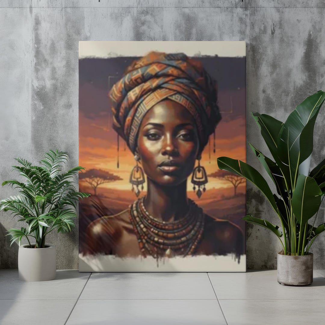 African Woman Wall Art Poster - Afrocentric Portrait Print, Black Woman ...