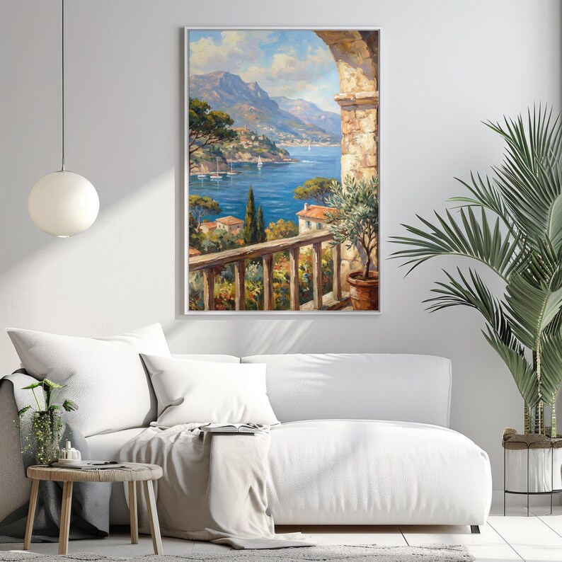 Mediterranean Sea View Wall Art Poster - European Coastal Landscape ...