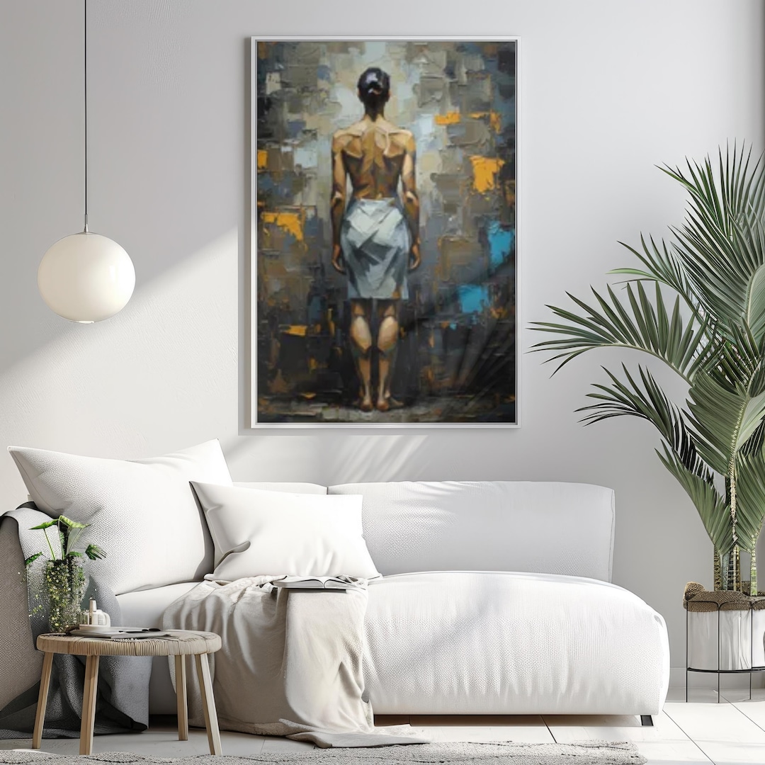 Abstract Female Figure Wall Art Poster - Modern Figurative Oil Painting ...