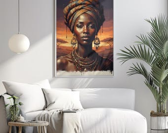 African Woman Wall Art Poster - Afrocentric Portrait Print, Black Woman ...