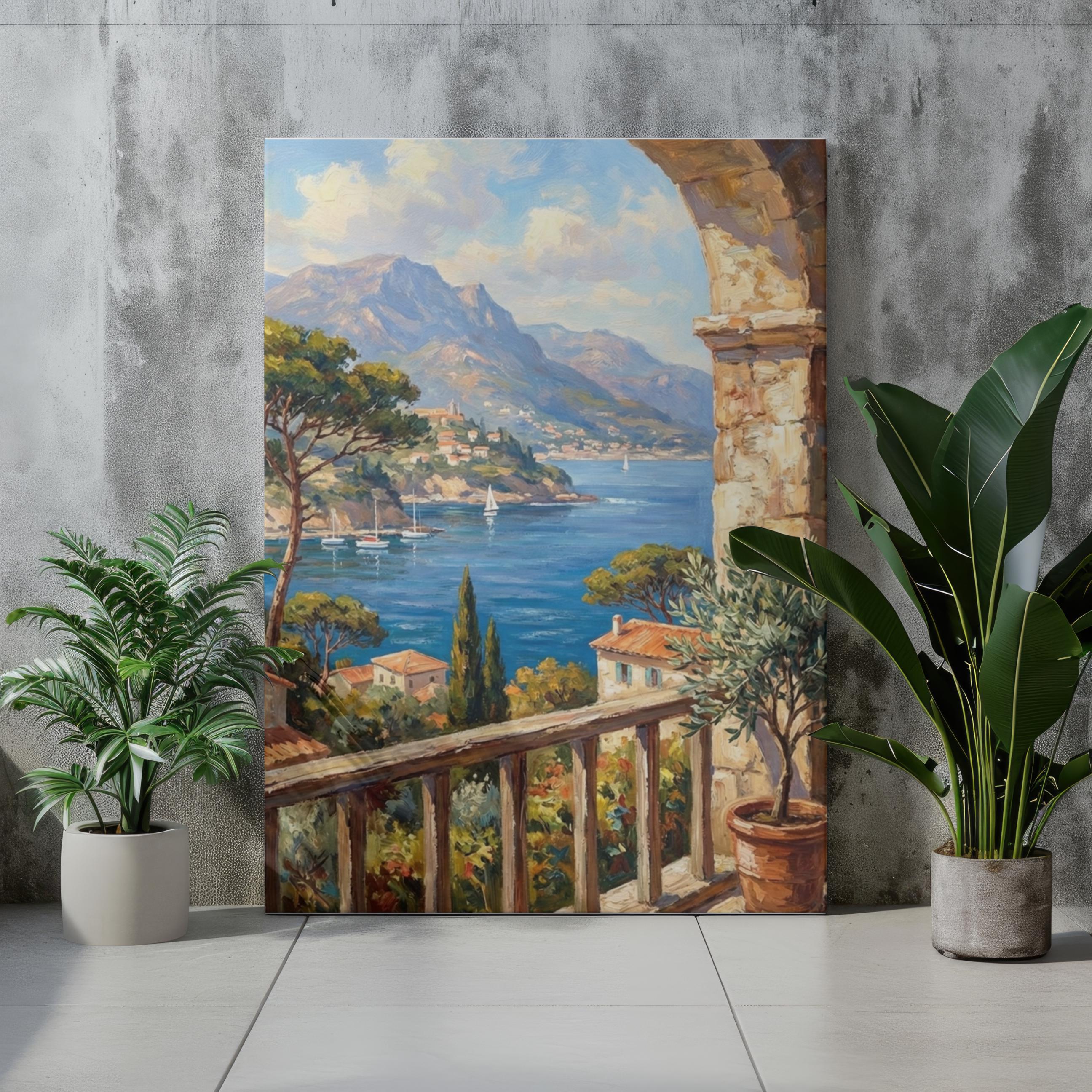 Mediterranean Sea View Wall Art Poster - European Coastal Landscape ...
