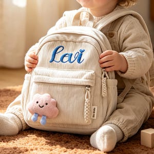 Personalized Corduroy Kids Backpack, Custom Name School Bag, Embroidered Toddler Bag, Preschool Schoolbag, Childrens Gift, Baby Boy Present
