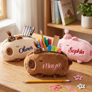 Personalized Capybara Pencil Case,Custom Name Embroidery Pencil Case,Cute Capybara Pencil Case,Custom Name Pencil Case,Zip pencil pouch