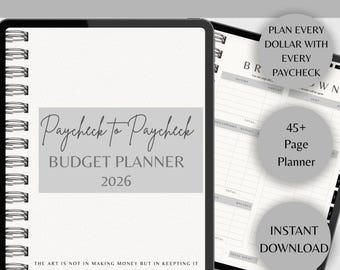 Paycheck to Paycheck Budget Planner, Savings and Expense Tracker, Debt Payoff Tracker, Visual Tracker, Zero Based Budget