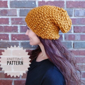 Textured Slouchy Beanie |KNITTING PATTERN|  Instant Download| Adult Hat Toque |Adult Slouchy Beanie| Chunky Yarn Pattern| Boho Style|