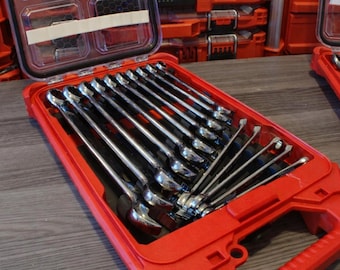 Suporte para chaves Milwaukee Packout – Bandeja métrica ou SAE para estojo organizador de perfil baixo