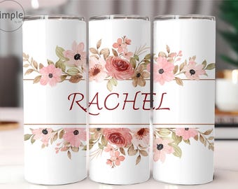 Personalized Floral Design Skinny Tumbler 20oz