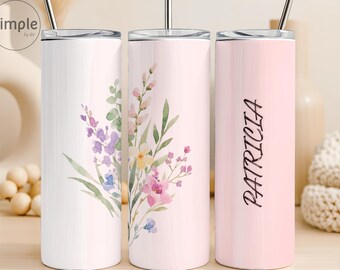 Custom Name Floral 20oz Skinny Tumbler