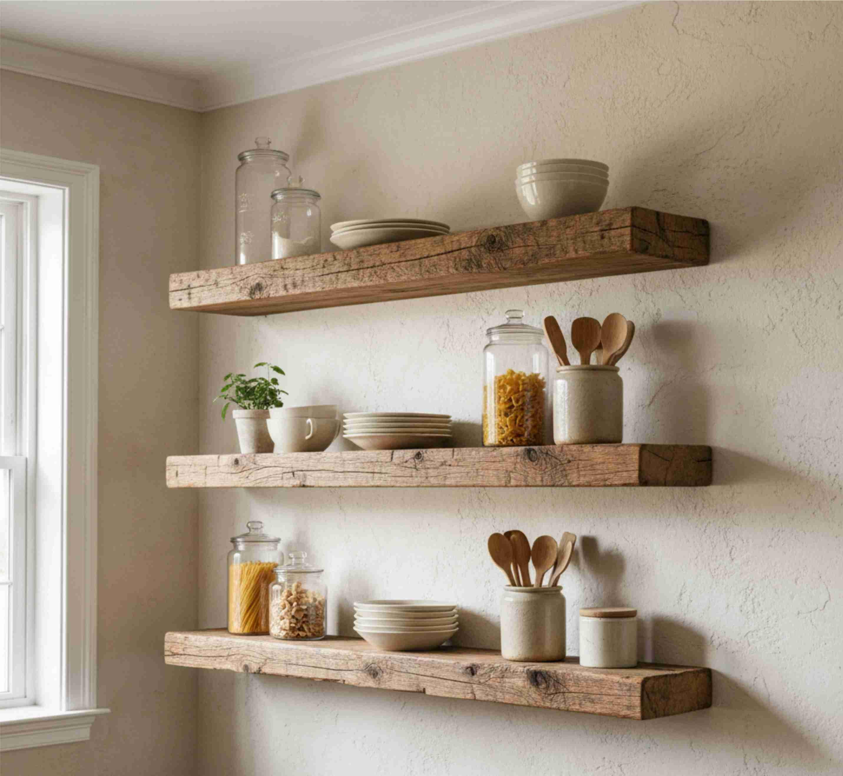 Rustic Floating Wood Shelves for Kitchen & Living Room - Etsy