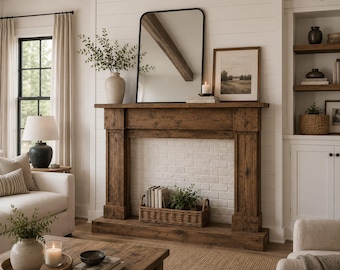 Reclaimed Wood Fireplace Mantel, Rustic Farmhouse Mantel Shelf