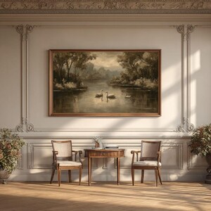 Vintage Swan Lake Painting Nature Landscape Samsung Frame TV Digital Display Artwork image 9