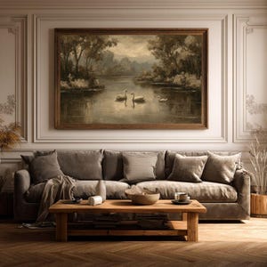 Vintage Swan Lake Painting Nature Landscape Samsung Frame TV Digital Display Artwork image 8
