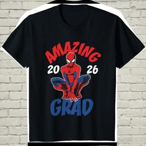 Spider Man Graduation Shirt, Amazing Marvel Comics Tee, Class Of 2026 Superhero Gift For Teen Boy image 1