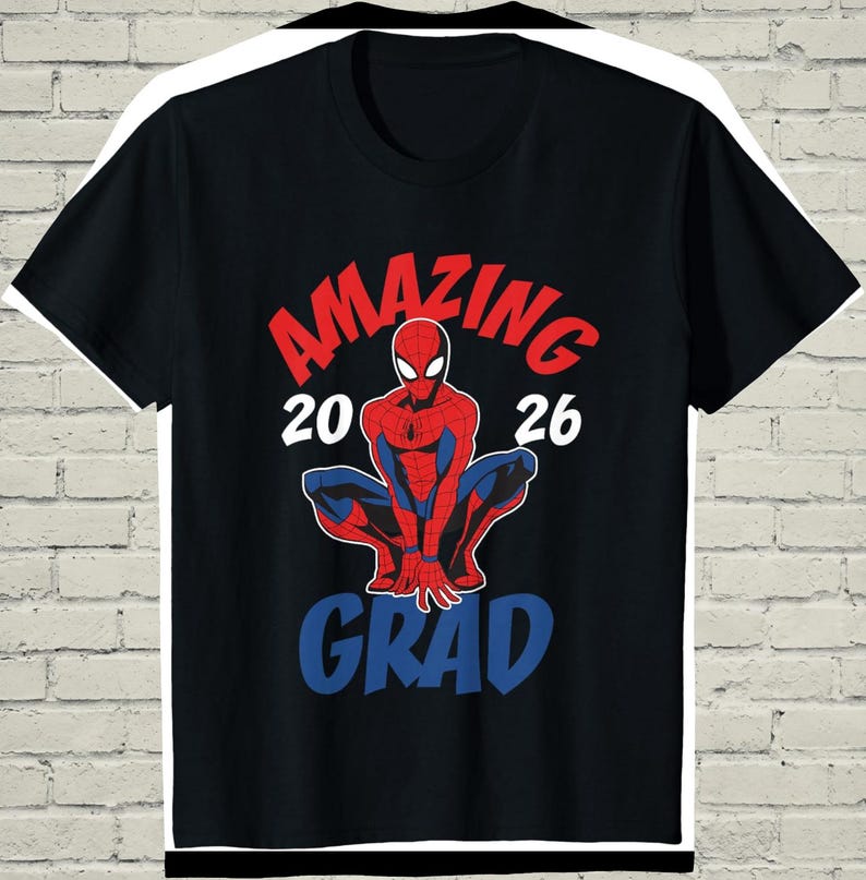 Spider Man Graduation Shirt, Amazing Marvel Comics Tee, Class Of 2026 Superhero Gift For Teen Boy image 1