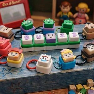 Toy Story-inspirerad Fidget Clicker-tangentbordsknapp STL, 3D-utskrivbar tangentbordsknapp, digital nedladdning