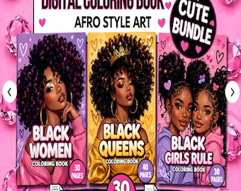 1000+ Schwarze Frauen Malseiten | 30 Malbücher für Jugendliche Erwachsene | Mutige und einfache Afro-Haarfarben | Digitaler Download