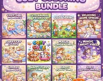 Bold Easy Malvorlagen Bundle | 1000+ gemütliche Malseiten für Erwachsene und Kinder | 60 Bücher Druckbare PDF | Sofort Download