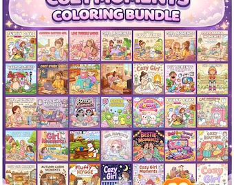 60 Cozy Girl Moments Malbücher zum Ausmalen | 2000 Seiten Bold & Easy Printable PDF PNG | Digitale Malvorlagen, (PDF Download)