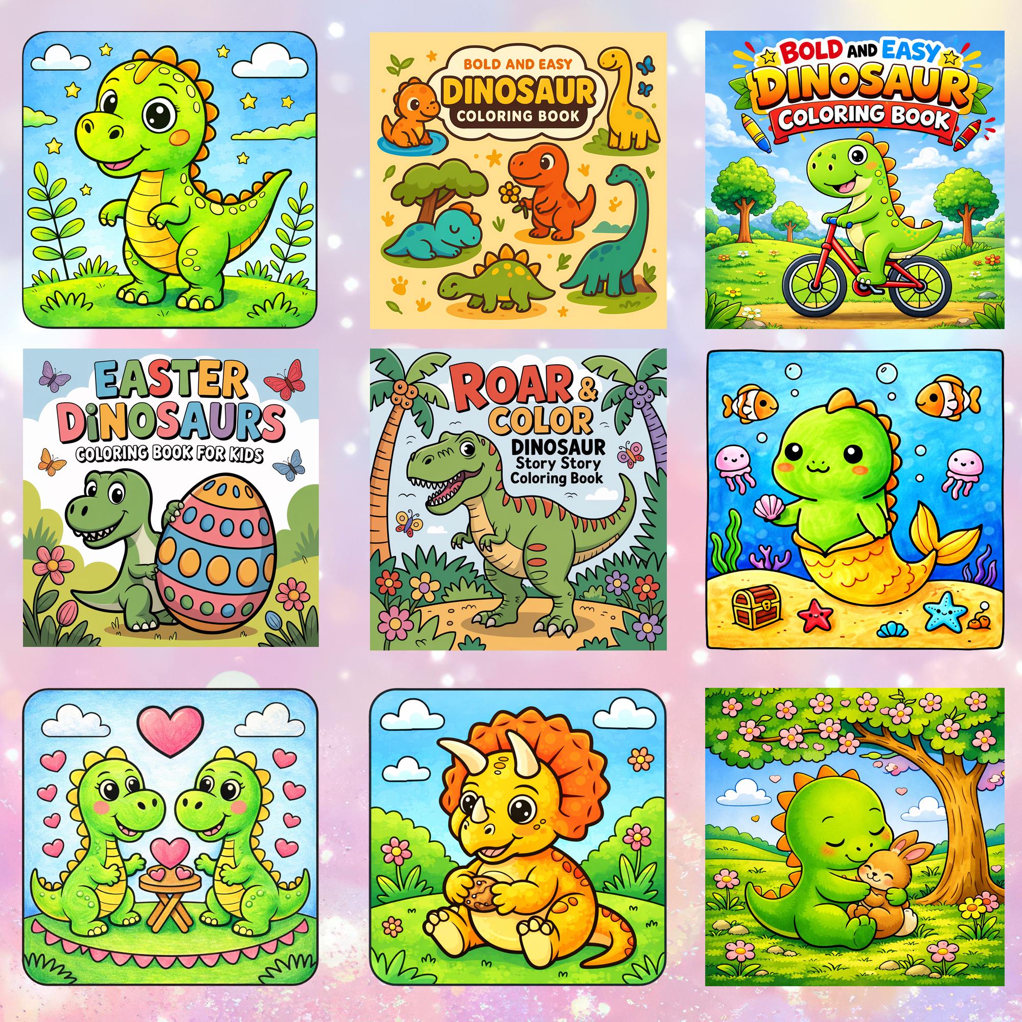 2000 Dinosaur Coloring Pages PDF | Easy Bold Dino Coloring Book | Kids ...