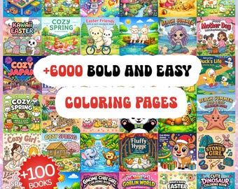6000+ mutige und einfache Malvorlagen zum Ausmalen PNG | 119 Malbücher PDF | Gemütliches Malbuch Digitaler Download