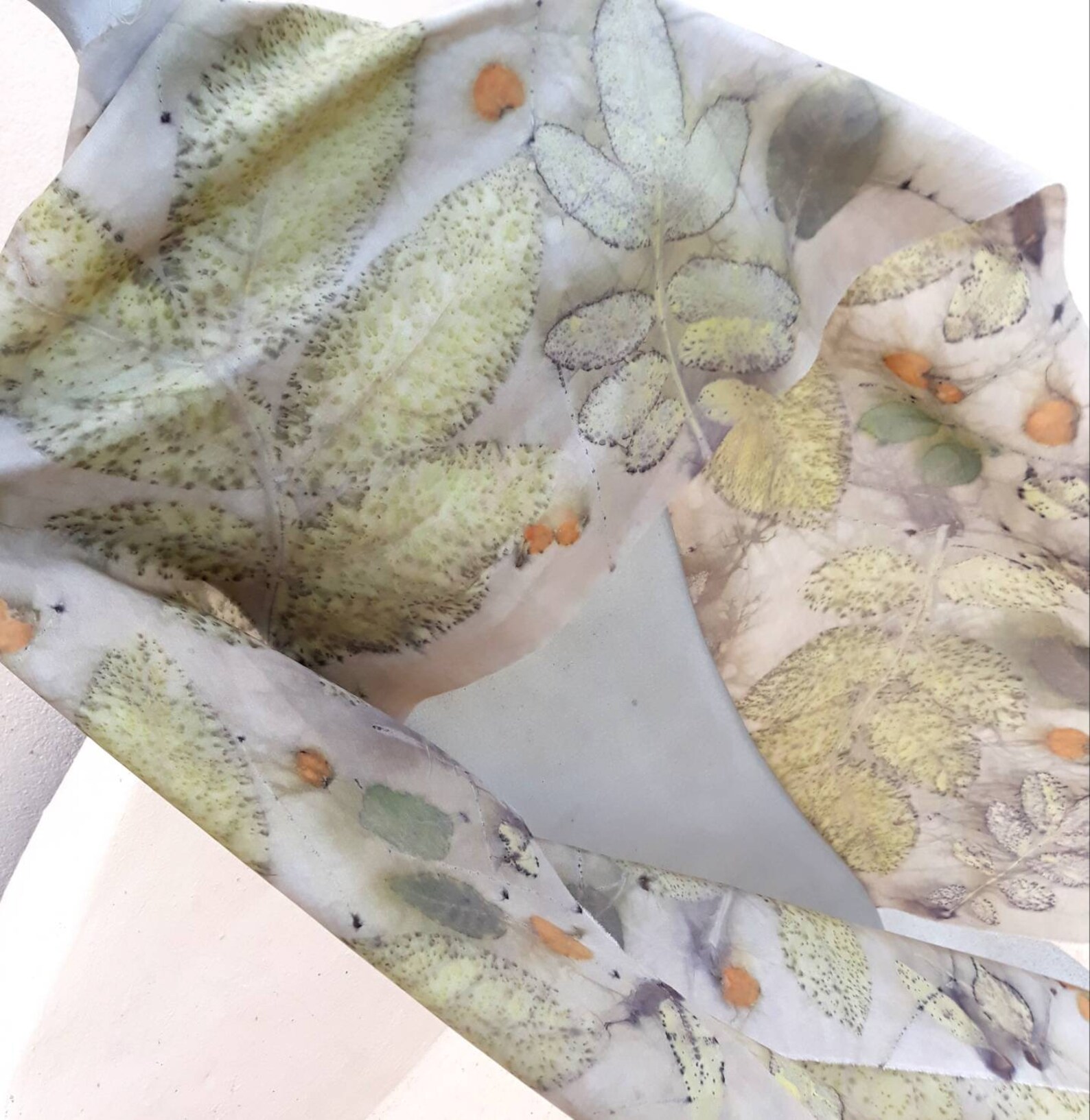 Botanical Eco Print Pure Silk Scarf One of a Kind Hand Etsy UK