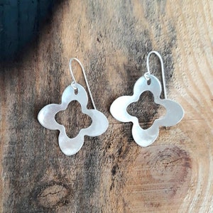 Silver Sterling Flower Earrings Handmade in Israel, nature inspired unique design