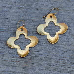 Gold Flower Earrings Handmade in Israel, nature inspired unique designed