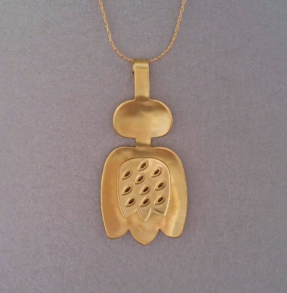 Pendentif Ancien D'inspiration Ethnique – Métal Argenté Plaqué Argent, Excellent état, Occasion