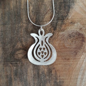 Pomegranate Silver Sterling Ornament Pendant Handmade In Israel Filigree Boho Delicate Judaic Symbol Statement Jewelry Nature Inspired