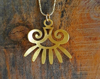Spiral Gold Pendant Tribal  Ethnic Inspired Unique Boho Design Bohemian Necklace Handmade in Israel Nature Inspired Artisan,mother's day