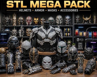 Pacchetto Mega di File STL per Cosplay / Set di Armature, Elmi, Maschere, Oggetti di Scena e Accessori / Pacchetto di File per Stampa 3D / Collezione di Armature Cosplay Indossabili in File STL